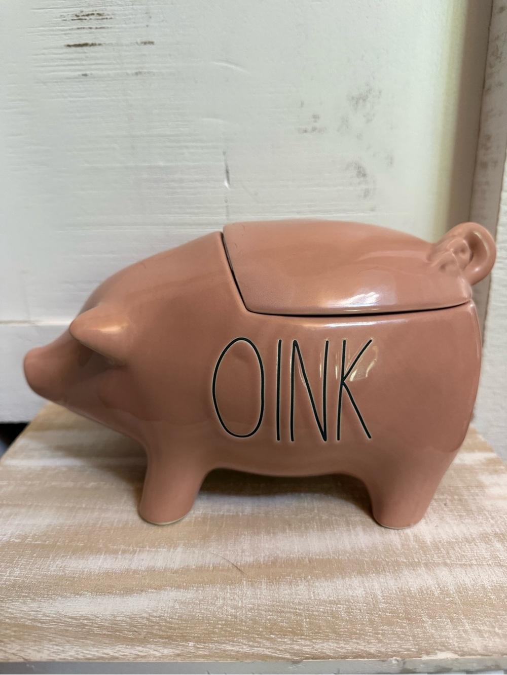 Rae Dunn Pink Ceramic Pig Cookie Jar with 'OINK'